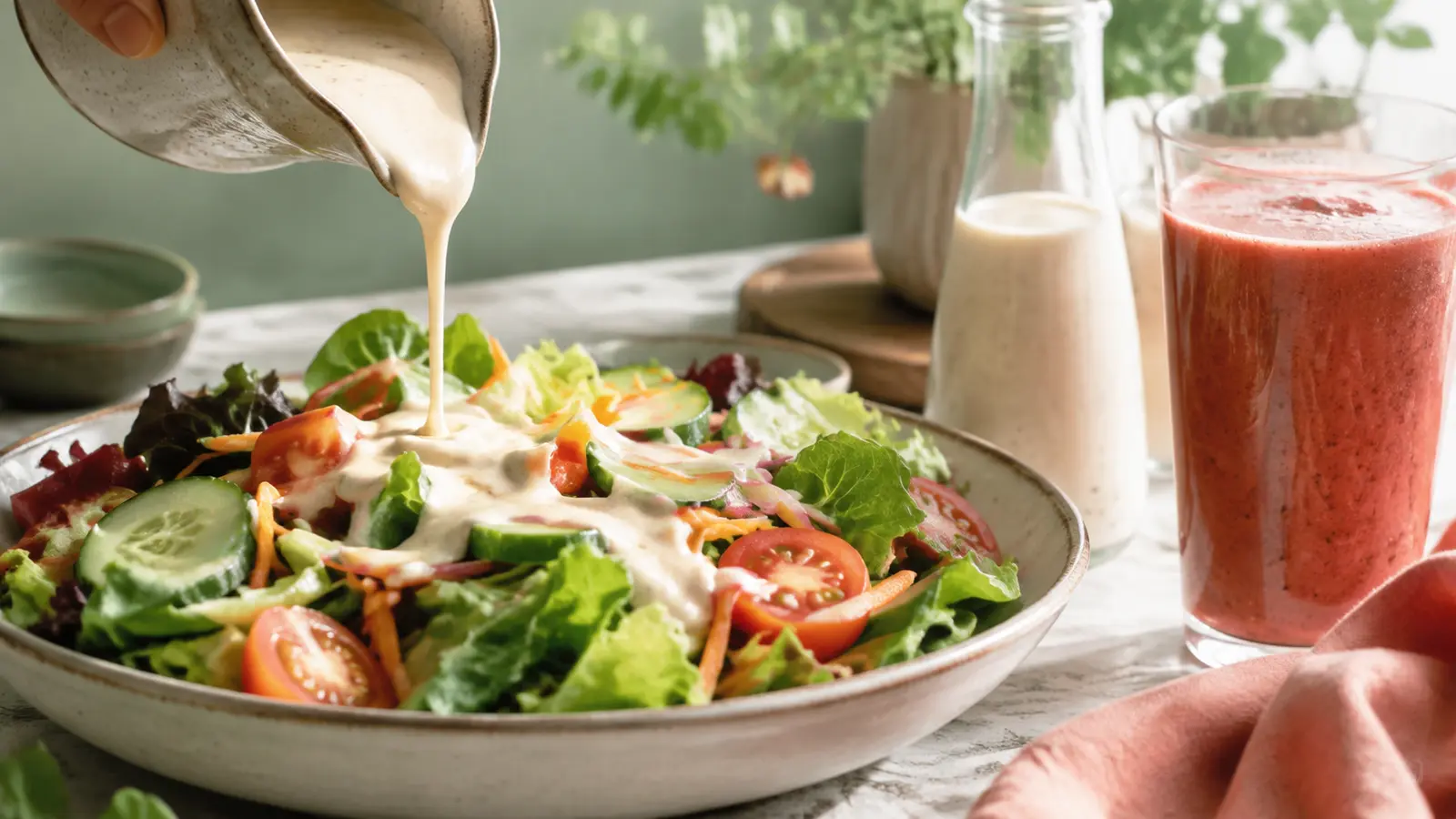 Salad dressing and fruit smoothie applications for food-grade xanthan gum