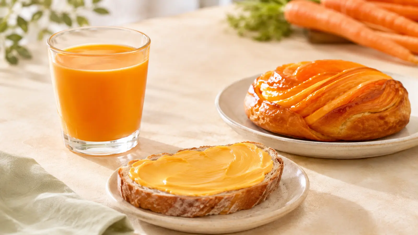 Orange beverage, margarine and bakery applications for beta-carotene color