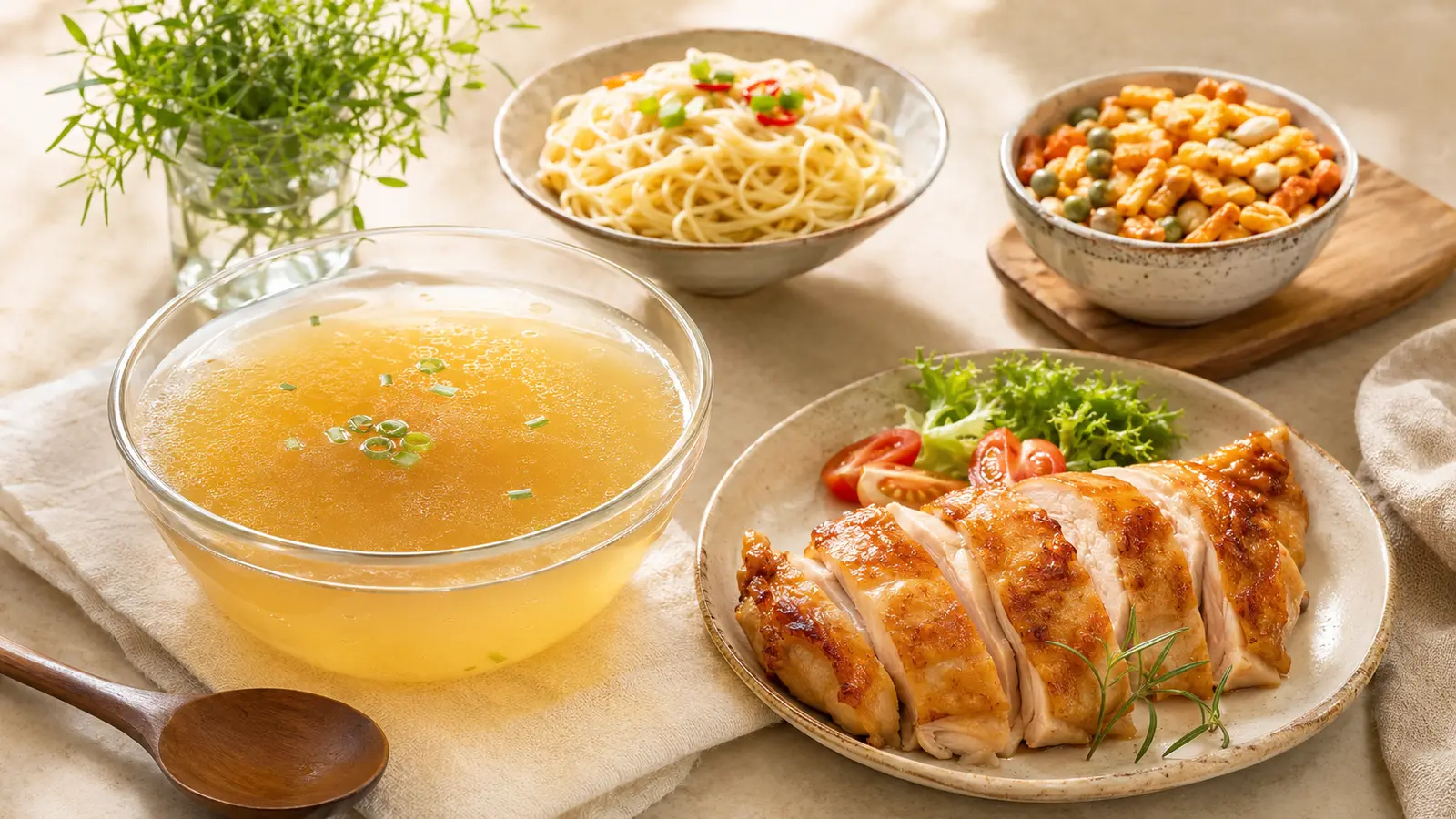 Chicken broth and snack-seasoning applications for disodium inosinate
