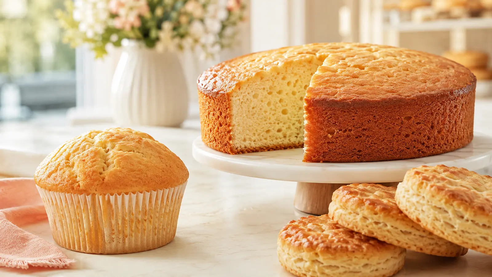 Cake, biscuit and muffin applications for sodium bicarbonate