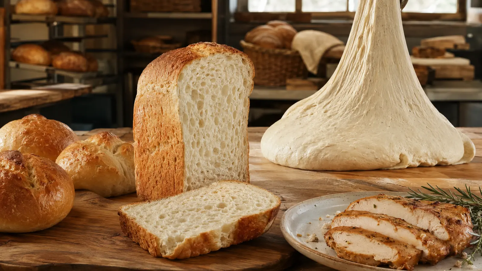 Bread structure, dough elasticity and plant-protein applications for vital wheat gluten