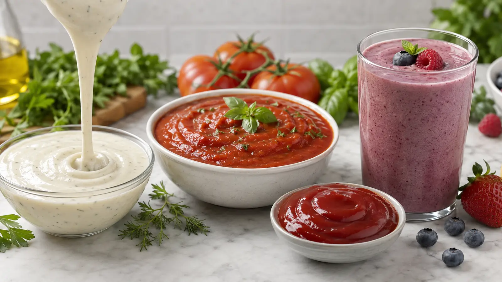 Dressing, sauce and smoothie texture applications for xanthan gum